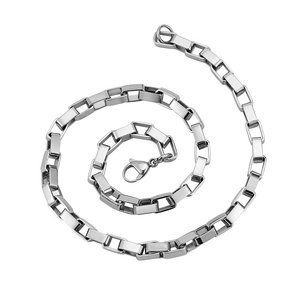 Collier chaîne box en acier inoxydable 316L pour homme avec fermoir mousqueton solide
