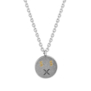 Collana vintage in acciaio inossidabile con pendente a moneta, occhi dollar e smile design