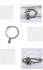 Macro view of vintage titanium steel bear bracelet with rotating joints and OT clasp
