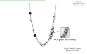 Détails du collier à mailles mixtes avec perles noires et zircons AAA de haute qualité