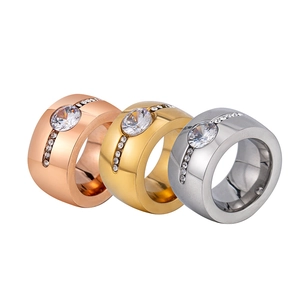 Three-piece set of 18K gold-plated titanium steel rings with cubic zirconia for men