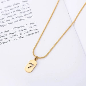 Minimalist Gold Plated Stainless Steel Snake Bone Chain Pendant Necklace Lucky Number 7 Hollow Tag Necklace For Women Fashion Jewelry