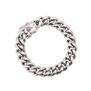 Punk Silber-Panzerkettenarmband aus poliertem Edelstahl mit Kastenverschluss