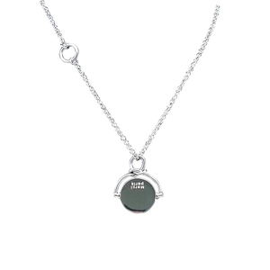 Collier minimaliste en acier titane argenté avec pendentif rotatif Merci Paris