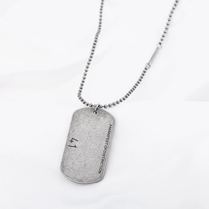 Titanium Steel Pendant Necklace With Distressed Square Dog Tag Industrial Punk Style Ball Chain Necklace For Men Women