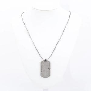 Vintage punk style titanium steel beaded necklace with rectangular 1314 pendant