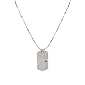 Long punk titanium steel necklace with rectangular dog tag pendant and 13 engraving