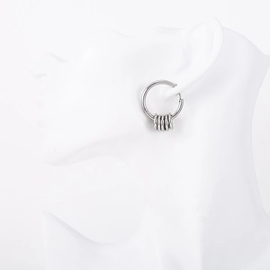 Boucles d'oreilles créoles en acier inoxydable argenté style hip-hop avec petits anneaux