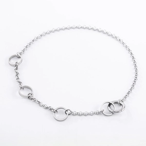 Punk Minimalist Stainless Steel Rolo Chain Necklace With Geometric Ring Charms Patchwork Choker For Men Women Fashion Jewelry
