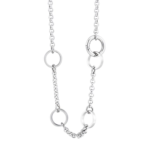 Punk style stainless steel O-chain necklace with large silver interlocking rings