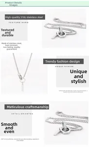 Detail of 316L stainless steel necklace with 360-degree mirror polished silver surface