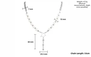 Gedetailleerde afmetingen voor parel- en sterhanger ketting met 55 cm kettinglengte