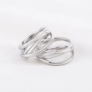 Irregular Multi Layer Crossing Geometric Ring 316L Stainless Steel Punk Minimalist Band For Men Women Unisex Jewelry