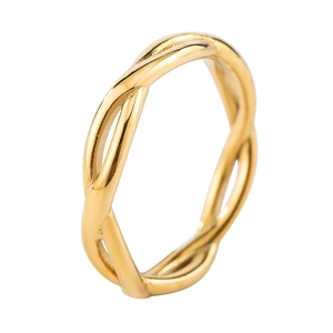 Minimalist gold-plated twisted rope ring featuring a sleek woven pattern for women and men