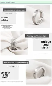 Detail of 316L stainless steel ring with star engraving and mirror polished finish
