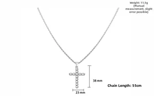 Διάγραμμα μεγεθών ασημένιου σταυρού 38x23mm με αλυσίδα μήκους 55cm και βάρος 11.5g