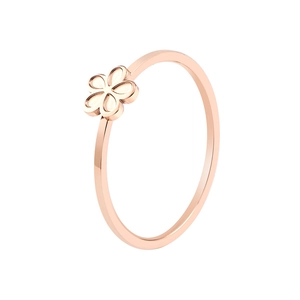 Bague minimaliste en acier inoxydable rose doré avec une délicate fleur à cinq pétales