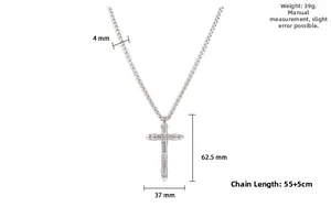 Tableau des tailles du pendentif croix en acier inoxydable avec mesures précises