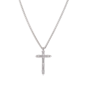 Collier pour homme en acier inoxydable avec pendentif croix gothique et reliefs