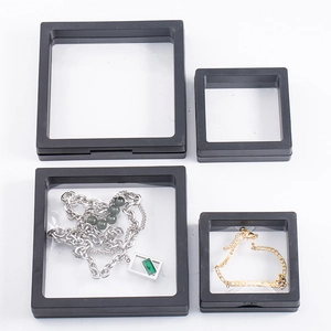 Caja de Exhibición de Joyas Flotante de Película de PE Transparente Estuche de Suspensión de Plástico para Collar Pulsera Anillo