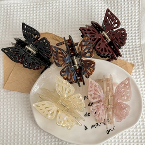 Elegant Acetate Butterfly Hair Claw Clip For Women High Texture Hollow Double Wing Non-Slip Large Hair Jaw Clip For Thick Hair