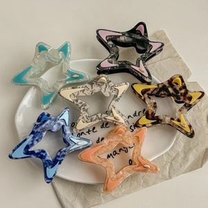 Fashion Acetate Hollow Star Hair Claw Clip For Women 2025 New Marble Texture Large Shark Clip Updo Styling Hair Accessories