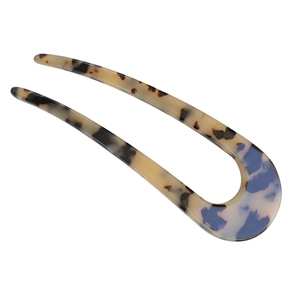 Épingle à cheveux en U motif écaille de tortue avec accents bleus pour chignon chic