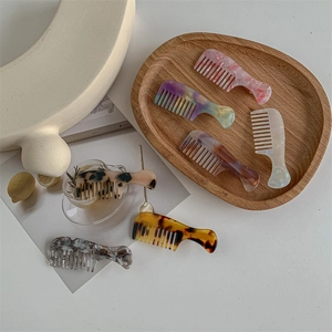 Creative mini acetate hair comb clips in diverse tortoiseshell and marble patterns