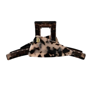 French tortoise shell acetate hair claw clip with golden B letter logo for women