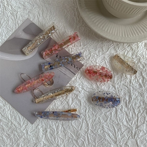 Dreamy Resin Shell Hair Clip Sweet Cute Geometric Bangs Clip Japanese INS Style Duckbill Clip Hair Accessories For Women