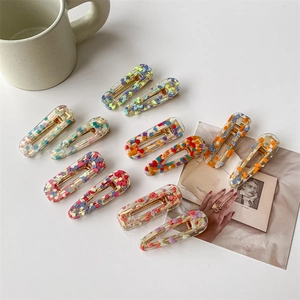 Fermagli per Capelli in Acetato Colorato Geometrico Coriandoli Clip a Becco d'Anatra Dolce Stile INS Gioielli per Ragazze Donna