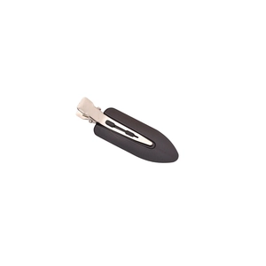 Classic matte black duckbill hair clip with silver metal spring for hair styling