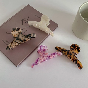 Vintage Acetate Large Hair Claw For Women French Elegant Leopard Marble Texture Hair Clip Non-Slip Strong Hold Accessory