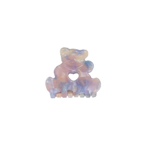 Pince à cheveux ours en acétate avec texture marbrée colorée et découpe en cœur