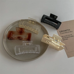 Five-piece set of large rectangular hair claws in various elegant matte and clear colors