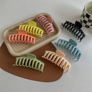 Set of 7 large matte colorful shark hair claws in pastel tones for elegant women's styling