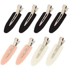 Set of 8 matte candy color seamless hair clips for women and kids in black, pink and white