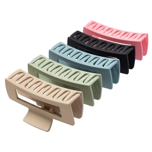 Five-piece large matte shark hair claw clips set in assorted minimalist colors and shapes