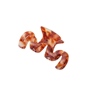Brown tortoise shell acetate hair claw clip with large wave spiral design for women