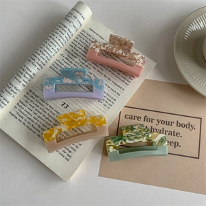 Splicing Acetate Hair Claw Clips Geometric Hollow Marble Pattern Hair Clamps Korean Style Women Fashion Hair Styling Accessories