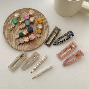 Ensemble de barrettes à cheveux en perles et acrylique aux couleurs de Morandi pour femmes