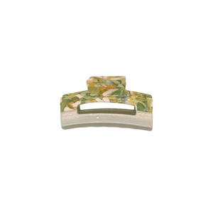 Minimalist acetate hair claw clip with floral mosaic pattern for elegant hair styling