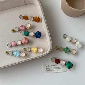 Vintage Geometric Resin Hair Clip Palace Style Multicolor Artificial Pearl Rhinestone Duckbill Clip Hair Jewelry For Women Girls