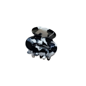 Mini marble acetate hair claw clip with black and white patterns for women and girls
