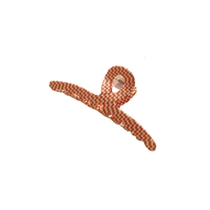 Large vintage chic checkered hair claw clip in orange and white acetate for women