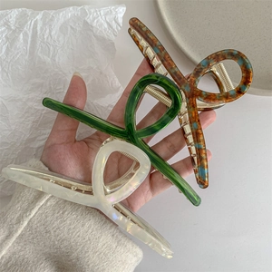 Pinza para el Cabello de Acetato Extra Grande para Mujer Moda Muelle de Metal Pinza de Tiburón Sujeción Fuerte Patrón de Concha
