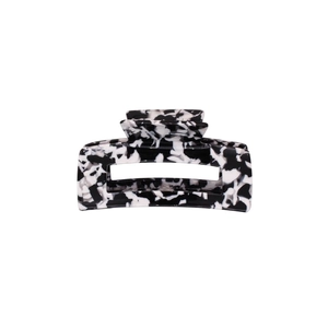 Pince à cheveux rectangulaire minimaliste avec motif vache marbré noir et blanc
