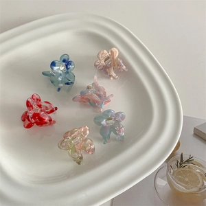 Sweet Acetate Flower Hair Claw Clip Mini Marble Pattern Hair Accessories For Women Elegant Shark Clip For Daily Hair Fix