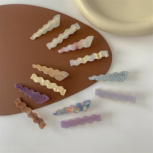 French Retro Oil Painting Wave Hair Clip Acetate Duckbill Hairpins Fashionable Elegant Side Clip Hair Accessories Women