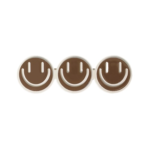Three smiley face hair clip in dark coffee and cream white colors for women
